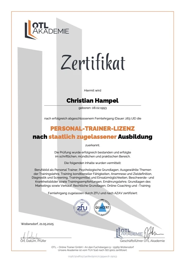 Personal trainer license preview
