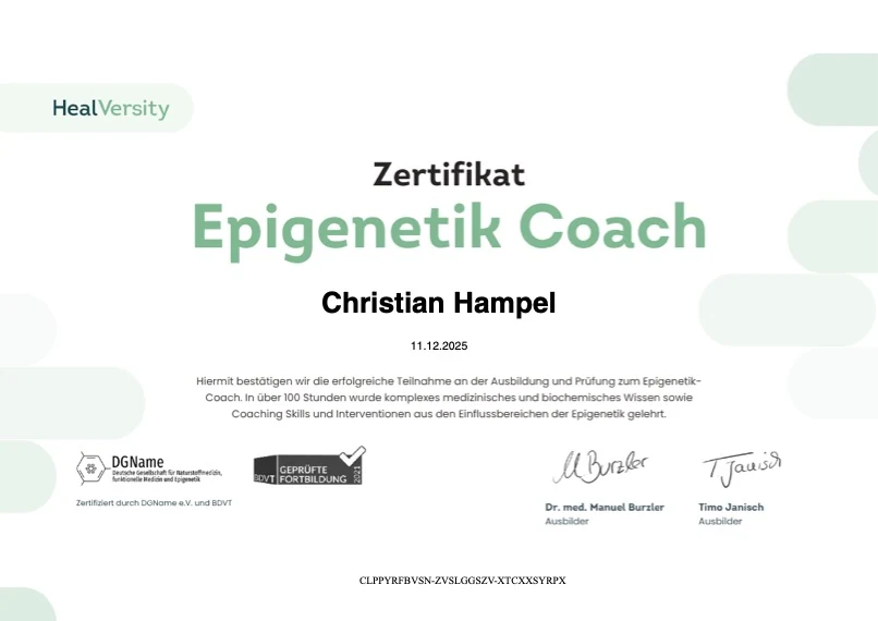 Epigenetic coach certificate preview