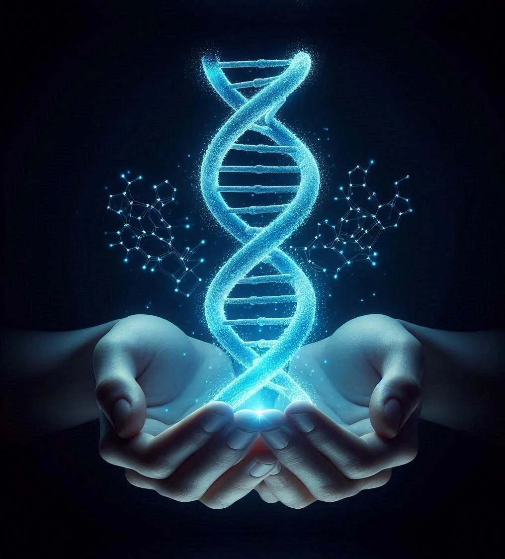 Leuchtende DNA-Doppelhelix als Symbol für die DNA Health Analyse